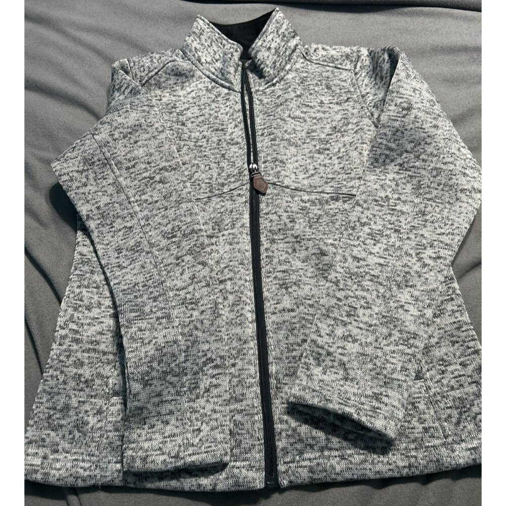 Knoss Inspire Women’s Full Zip Sweater Fleece Jacket Size S Light Gray EUC